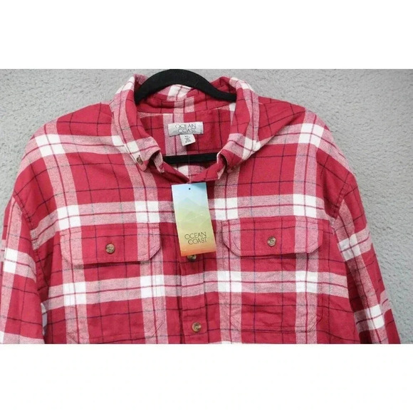 Ocean & Coast Men's Plaid Long Sleeve Flannel Button Down Shirt-Size XL-NWT - Picture 2 of 7